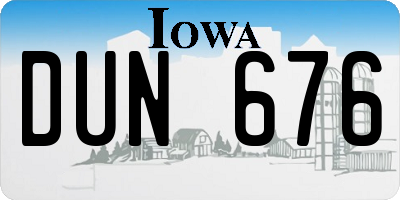 IA license plate DUN676