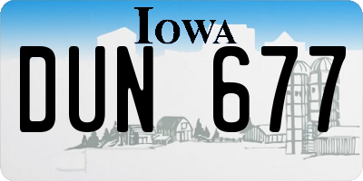 IA license plate DUN677