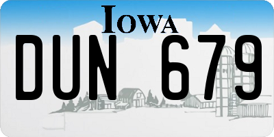 IA license plate DUN679