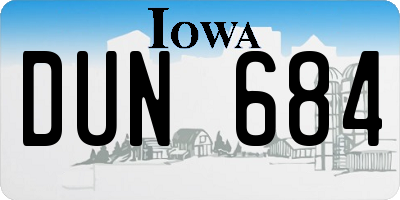 IA license plate DUN684