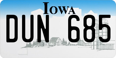IA license plate DUN685