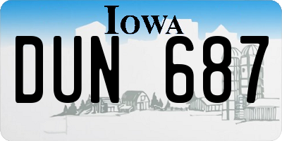 IA license plate DUN687