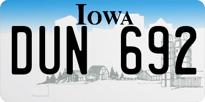 IA license plate DUN692