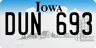 IA license plate DUN693