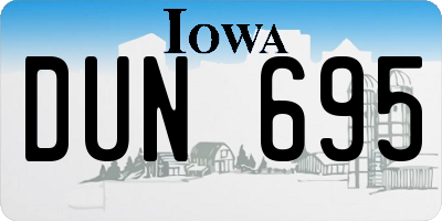 IA license plate DUN695