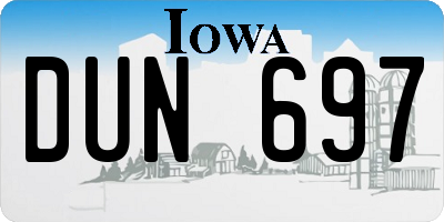 IA license plate DUN697
