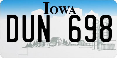 IA license plate DUN698