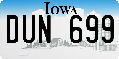 IA license plate DUN699