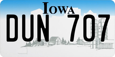 IA license plate DUN707