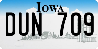 IA license plate DUN709