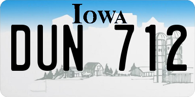 IA license plate DUN712