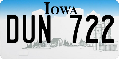 IA license plate DUN722