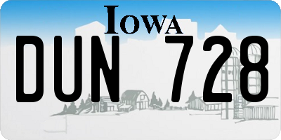 IA license plate DUN728