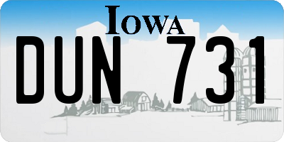 IA license plate DUN731