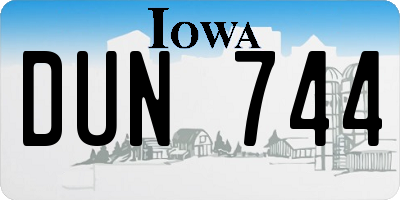 IA license plate DUN744