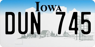 IA license plate DUN745
