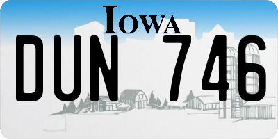 IA license plate DUN746