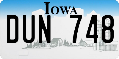 IA license plate DUN748