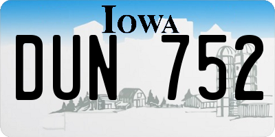 IA license plate DUN752