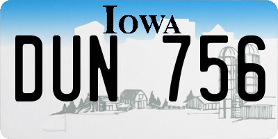 IA license plate DUN756