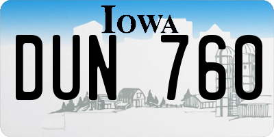 IA license plate DUN760