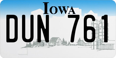 IA license plate DUN761