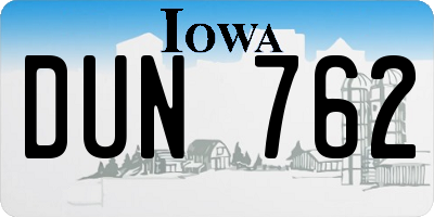 IA license plate DUN762