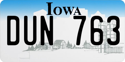 IA license plate DUN763
