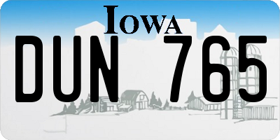 IA license plate DUN765