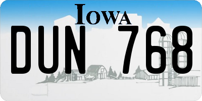 IA license plate DUN768
