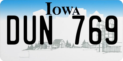 IA license plate DUN769
