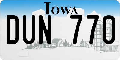 IA license plate DUN770