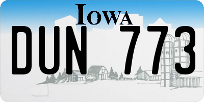 IA license plate DUN773