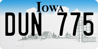 IA license plate DUN775