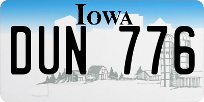 IA license plate DUN776