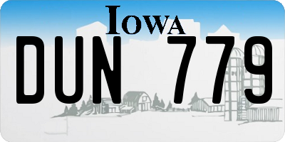 IA license plate DUN779