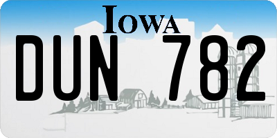 IA license plate DUN782