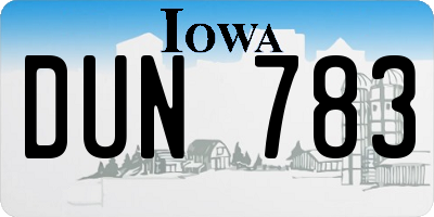 IA license plate DUN783