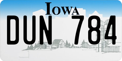IA license plate DUN784