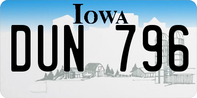 IA license plate DUN796