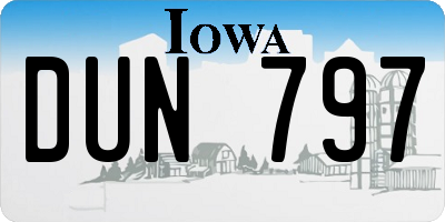 IA license plate DUN797