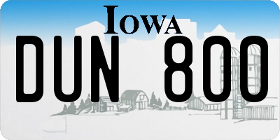 IA license plate DUN800