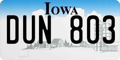 IA license plate DUN803
