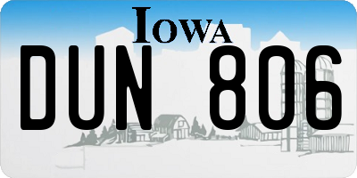 IA license plate DUN806
