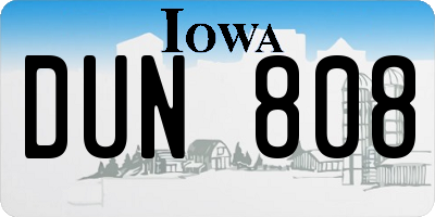 IA license plate DUN808