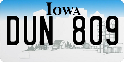 IA license plate DUN809