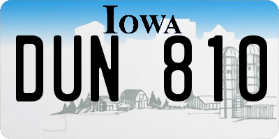 IA license plate DUN810