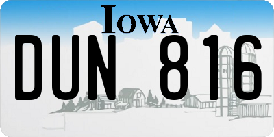 IA license plate DUN816