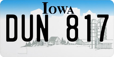 IA license plate DUN817