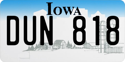 IA license plate DUN818